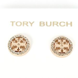 SOLD! Tory Burch Miller Pave Stud Earring Color Tory Gold/Crystal NWT